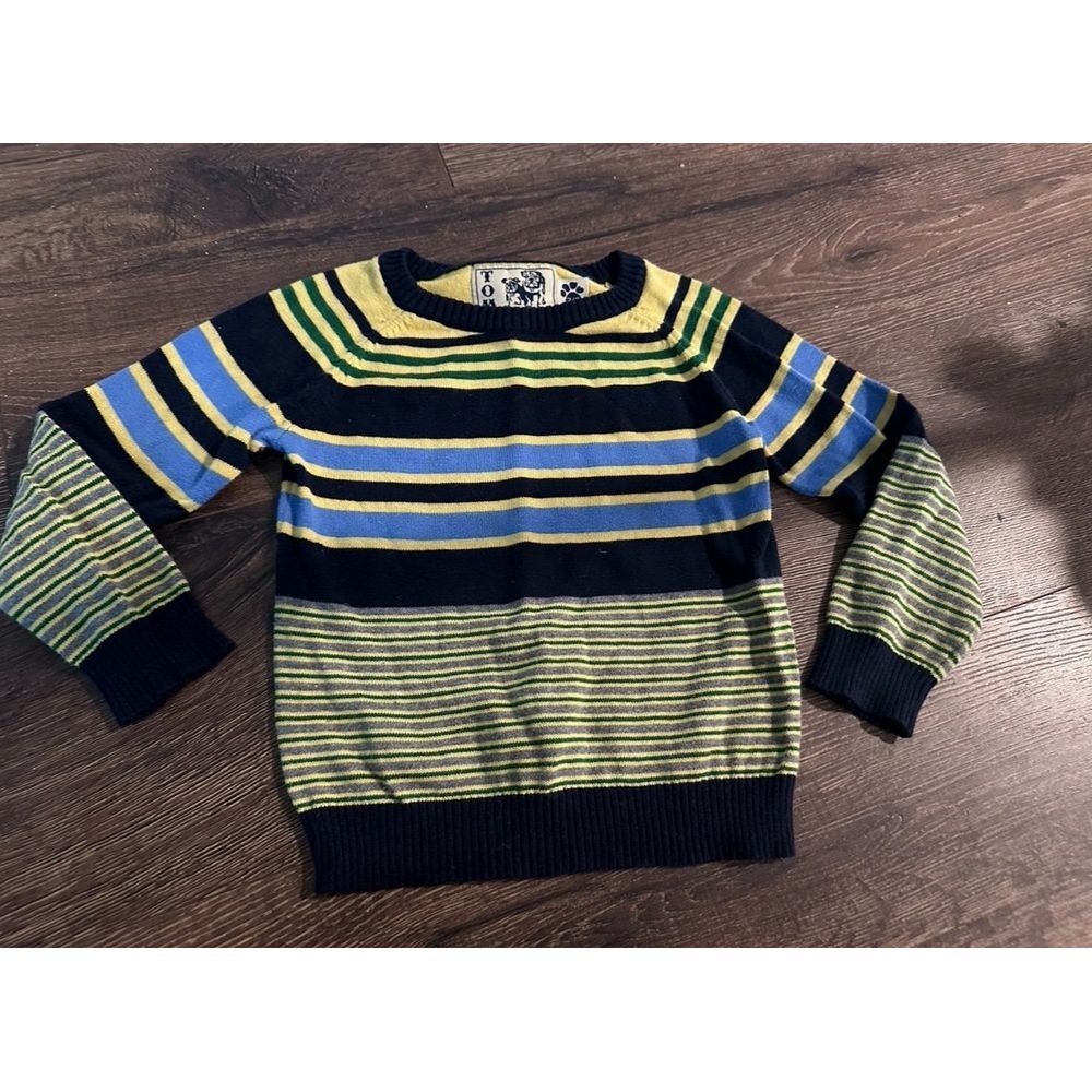 Tom and Drew striped sweater boutique brand navy yellow‎ green fall